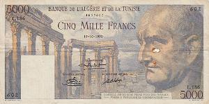 BILLET BNQ ALG ET TUNISIE 5000 F RECTO